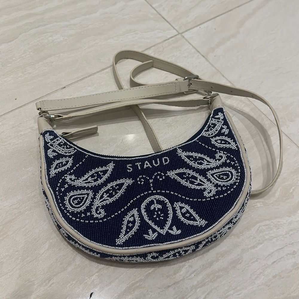 STAUD beaded paisley shoulder and crossbody handbag
